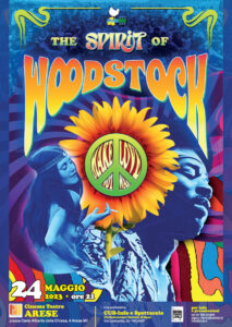 Un poster di CUB per invita ad un evento THE SPIRIT OF WOODSTOCK in Milan.