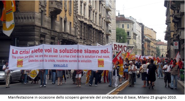 Manifestazione in occasione dello sciopero generale del sindacalismo di base, Milano, 25 giugno, 2010.