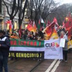I sindacalisti del CUB marciano contro il genocidio ed in sostegno della Palestina nella manifestazione nazionale a Milano.