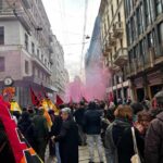 Sciopero nazionale dell'8 marzo e le sindacaliste partecipano in corteo femminista a Milano.