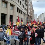 Blocco sindacalista alla manifestazione dell'8 marzo, sciopero nazionale.