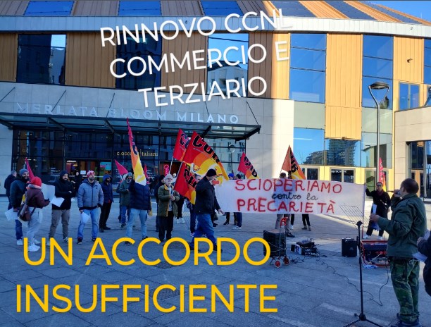 Rinnovo del CCNL Commercio e Terziario davanti a Merlata Bloom Milano.