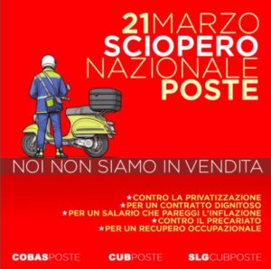 Sciopero nazionale poste contro la privatizzazione, in 21 Marco 2024.