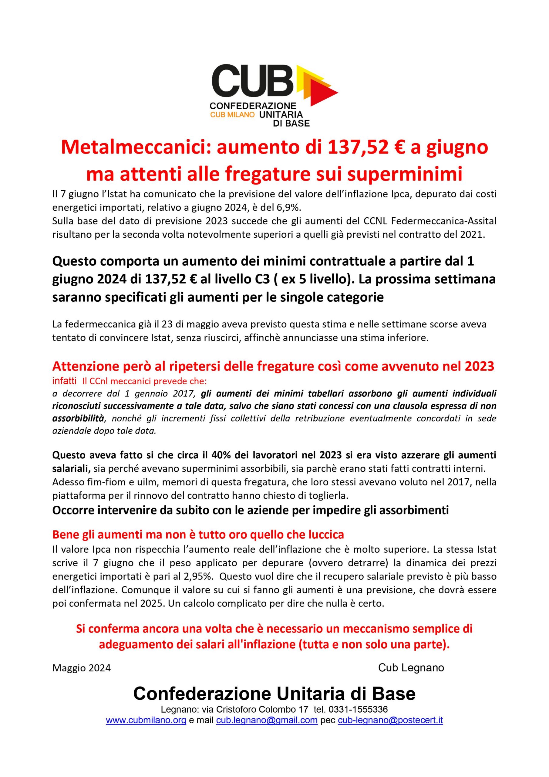 Scopri di più sull'articolo Metalmeccanici: aumento di 137,52 € a giugno ma attenti alle fregature sui superminimi