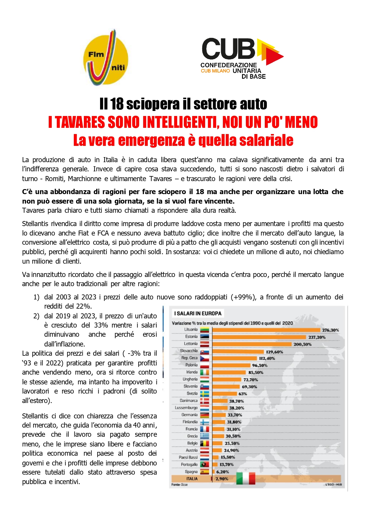 Scopri di più sull'articolo Il 18 sciopera il settore auto