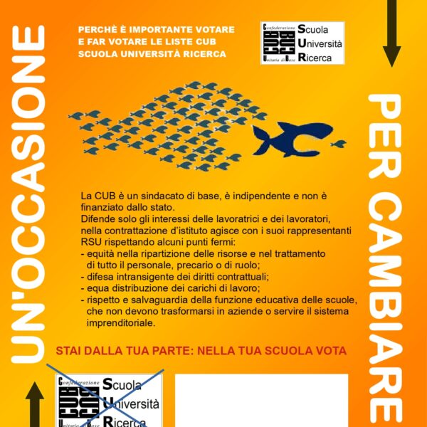 Rinnovo delle RSU nella scuola: perché votare CUB SUR