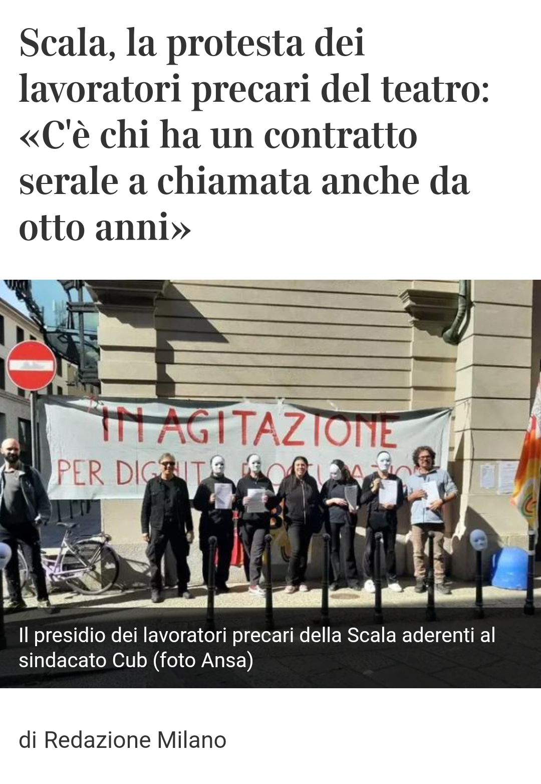 Scopri di più sull'articolo Lavoratori della Scala in presidio