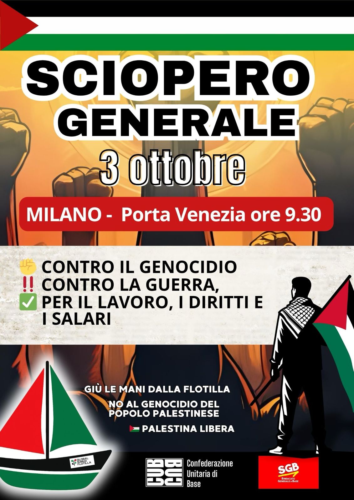 Scopri di più sull'articolo Sciopero generale per la Global Sumud Flottilla