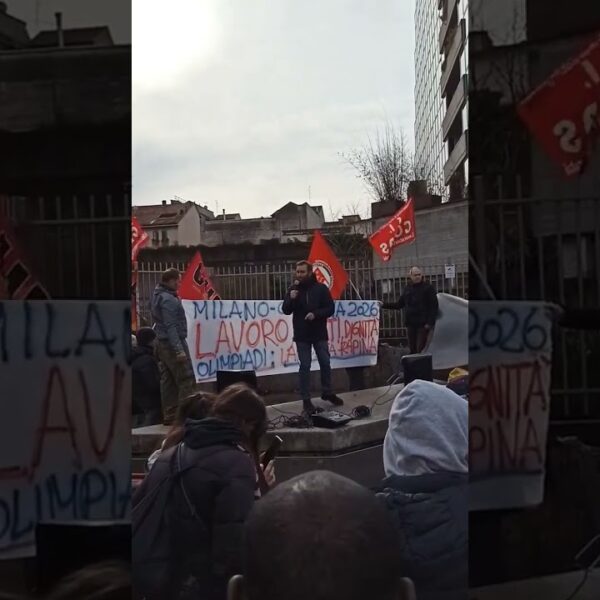 Presidio lavoratori hotel apertura delle Olimpiadi Milano-Cortina