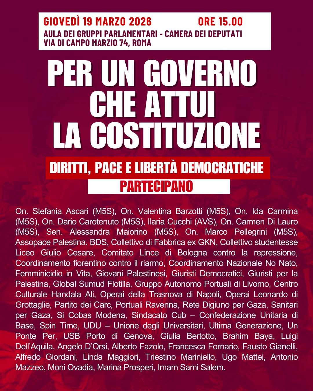 Scopri di più sull'articolo Incontro in Parlamento: per un Governo che attui la costituzione