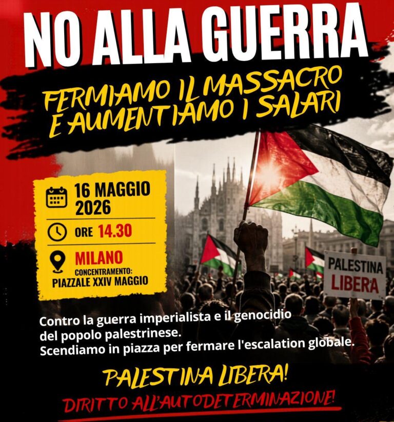 Corteo 16 maggio per la Palestina
