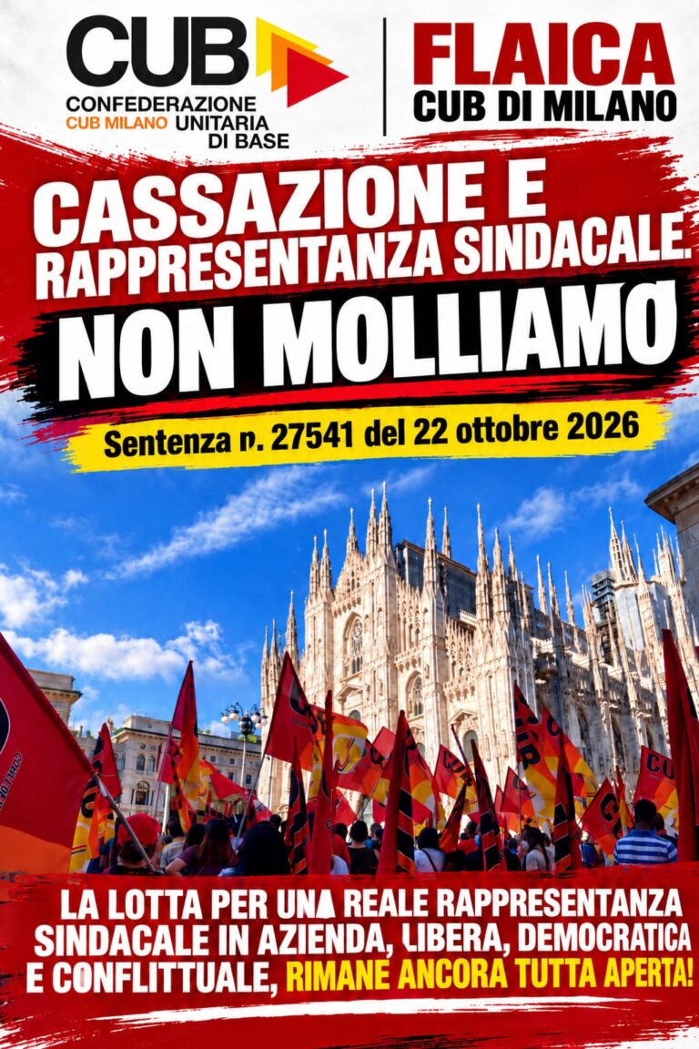 Cassazione e rappresentanza sindacale: non molliamo!