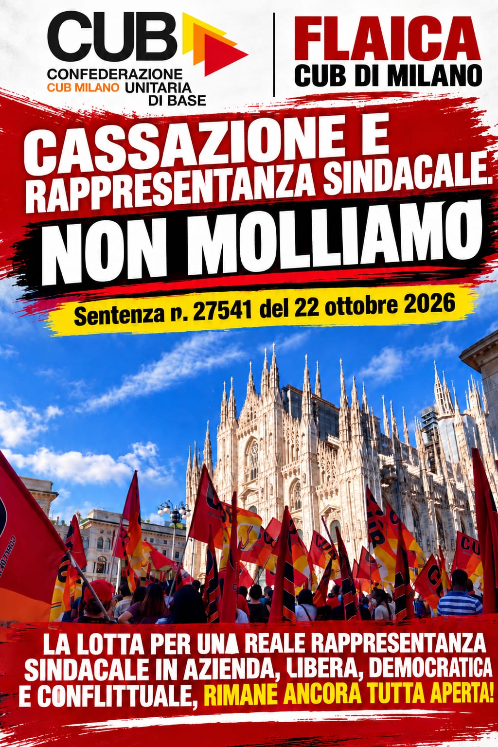 Scopri di più sull'articolo Cassazione e rappresentanza sindacale: non molliamo!